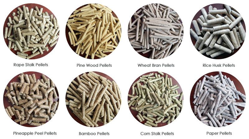 different biomass pellets display