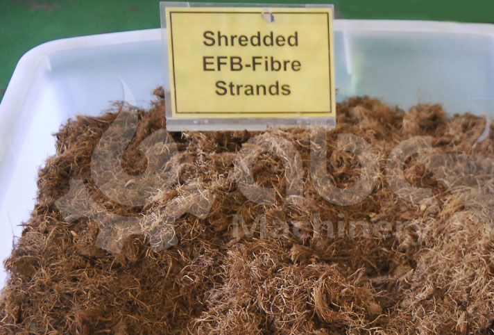 shredded palm fiber for pellet manufacturing process