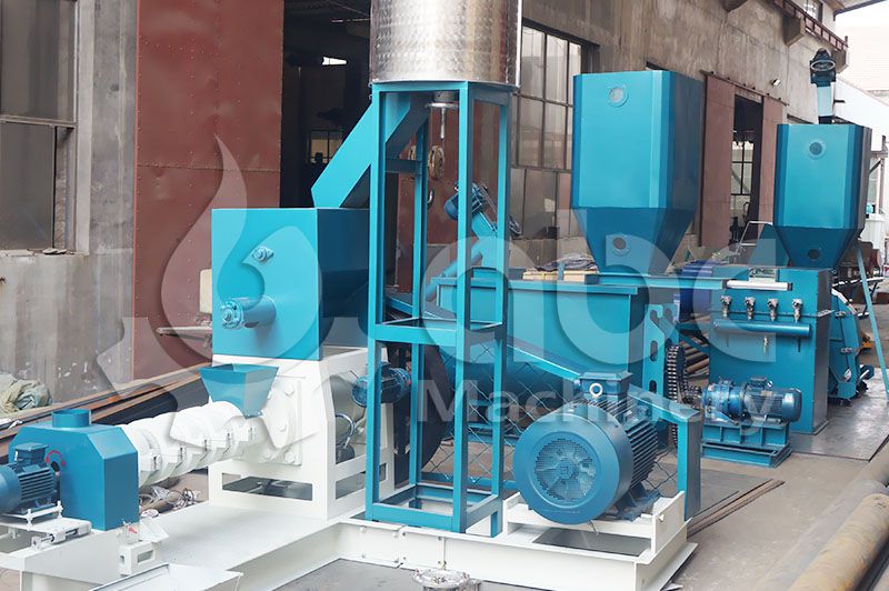 complete set of  fish feed pellet extruding machine for sale cheap price
