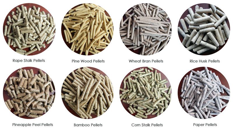 pellets made of rape stalk, pine wood, wheat bran, rice husk,bamboo, paper