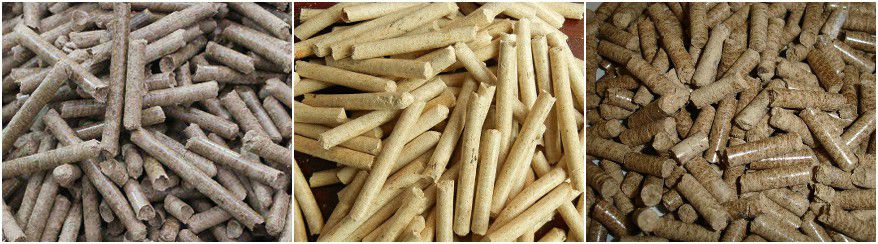 pellets made from different biomass and wood wastes