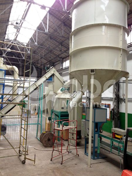 wood pellets cooling and bagging section of the pelletizing factory