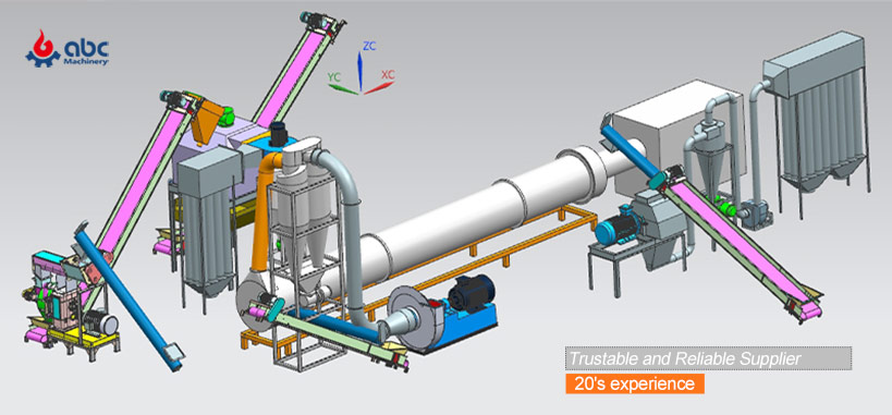 simply 3D drawing of wood pellet plant construction